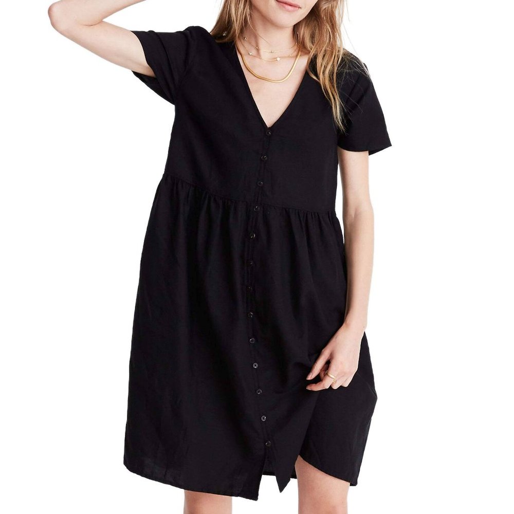 NWOT Madewell black linen mini dress